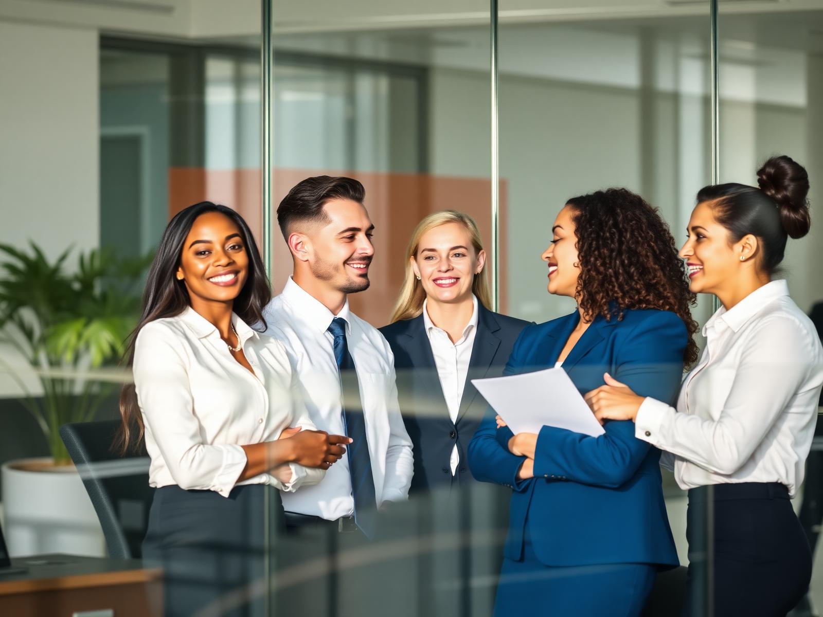 Recruitment professionals collaborating in a modern office