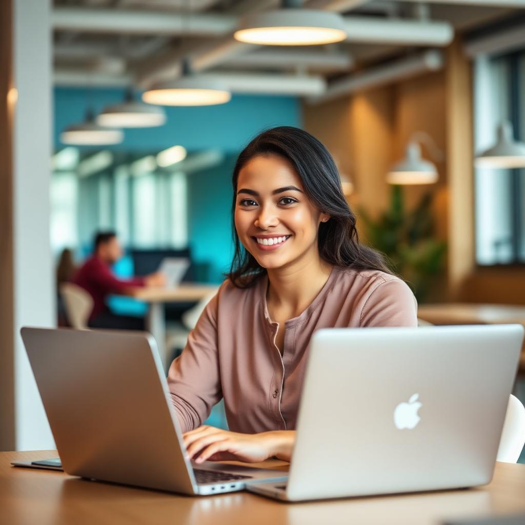 Candidate at laptop